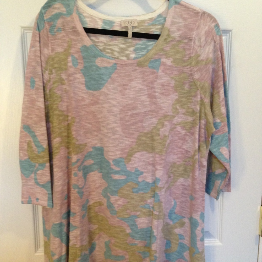 Camo knit tunic, 3/4 sleeves, NEW